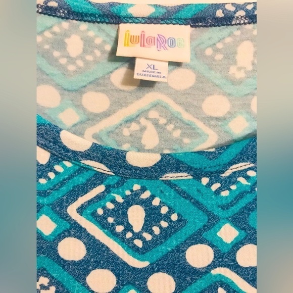 Lularoe Julia Teal Blue White Short Sleeve Casual Midi Dress Size XL - Picture 10 of 10